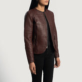 Maken Maroon Leather Quilted Jacket